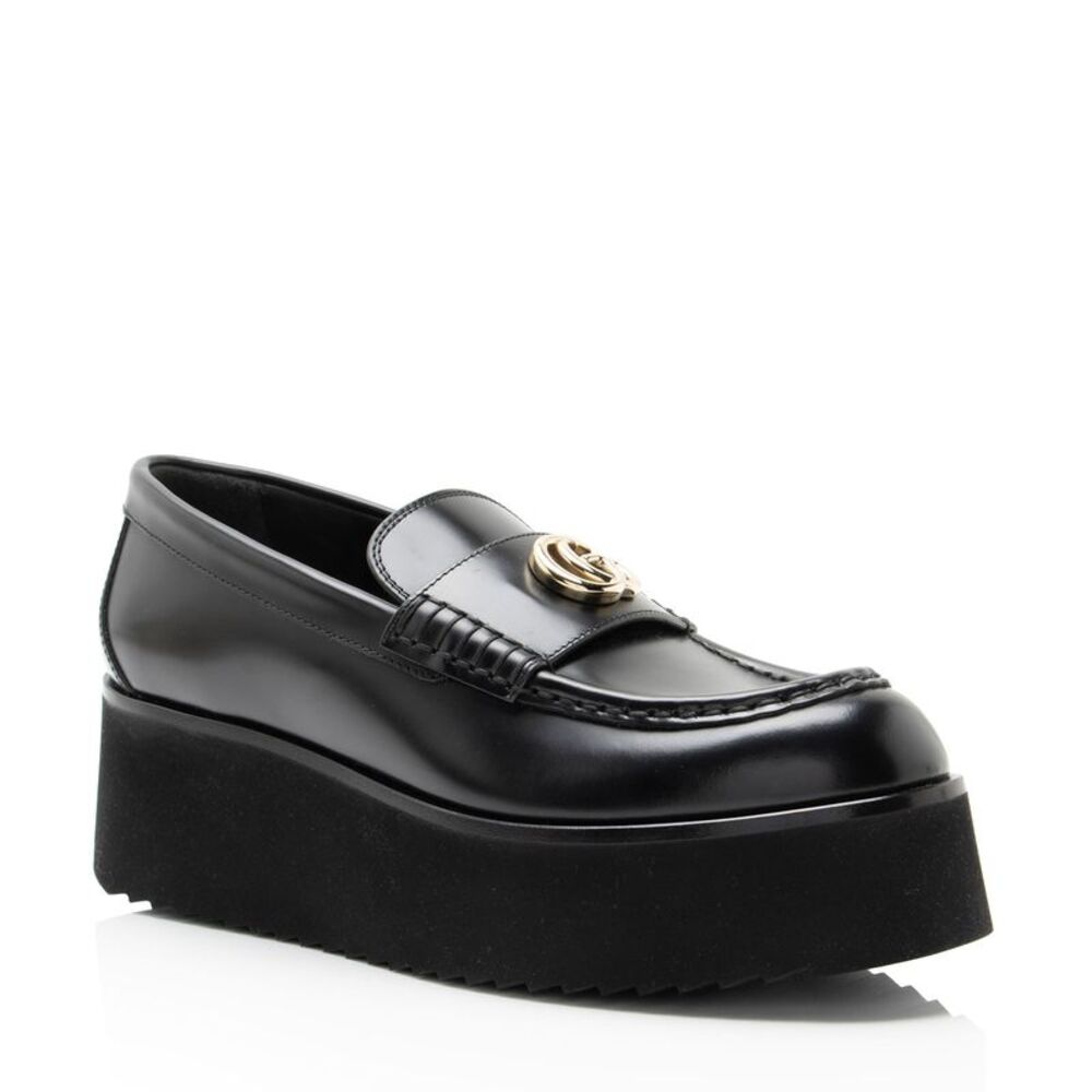 Gucci Shiny Calfskin GG Creeper Platform Loafers - Size 7.5 / 37.5
